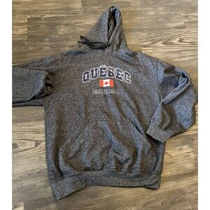 Men's Hoodie Quebec Canada Pullover Sweatshirt Québec City Dark Grey Size Large